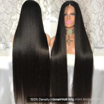 Wholesale Super Double Drawn Bone Straight Lace Frontal Wig Transparent Lace Human Hair Front Wig For Women 30 Inch Long Closure